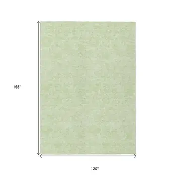10' X 14' Artichoke Green And Mint Green Floral Washable Indoor Outdoor Area Rug