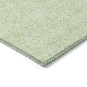 10' X 14' Artichoke Green And Mint Green Floral Washable Indoor Outdoor Area Rug