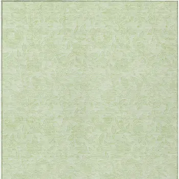 10' X 14' Artichoke Green And Mint Green Floral Washable Indoor Outdoor Area Rug
