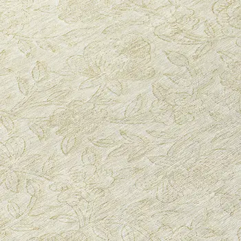 8' Ivory And Beige Round Floral Washable Indoor Outdoor Area Rug