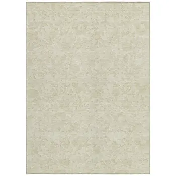 10' X 14' Ivory And Beige Floral Washable Indoor Outdoor Area Rug