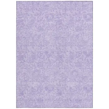 3' X 5' Lilac And Purple Floral Washable Indoor Outdoor Area Rug