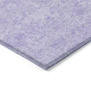 10' X 14' Lilac And Purple Floral Washable Indoor Outdoor Area Rug
