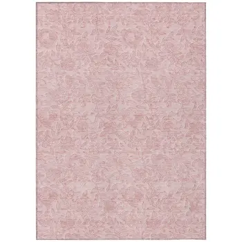 3' X 5' Pink And Red Floral Washable Indoor Outdoor Area Rug