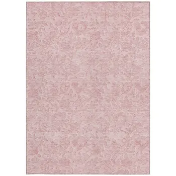 5' X 8' Pink And Red Floral Washable Indoor Outdoor Area Rug