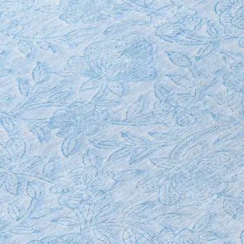 8' Sky Blue And Blue Round Floral Washable Indoor Outdoor Area Rug
