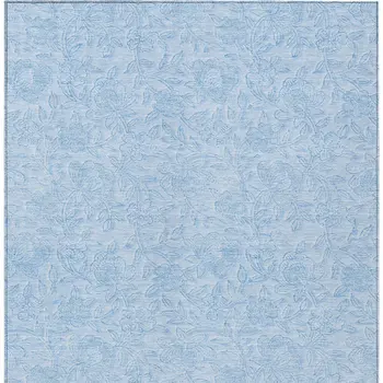 8' X 10' Sky Blue And Blue Floral Washable Indoor Outdoor Area Rug