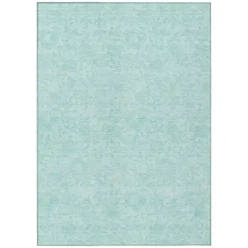 3' X 5' Teal Blue And Aqua Floral Washable Indoor Outdoor Area Rug