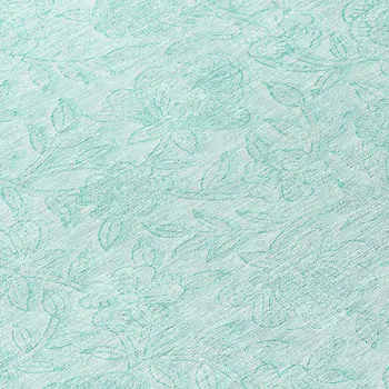 8' Teal Blue And Aqua Round Floral Washable Indoor Outdoor Area Rug