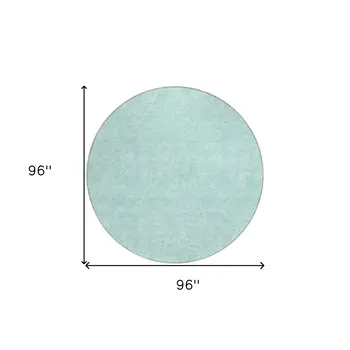 8' Teal Blue And Aqua Round Floral Washable Indoor Outdoor Area Rug