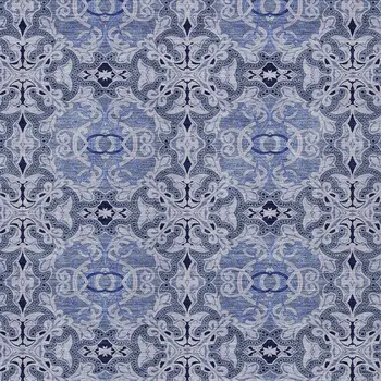 10' X 14' Navy Blue And Sky Blue Medallion Washable Indoor Outdoor Area Rug