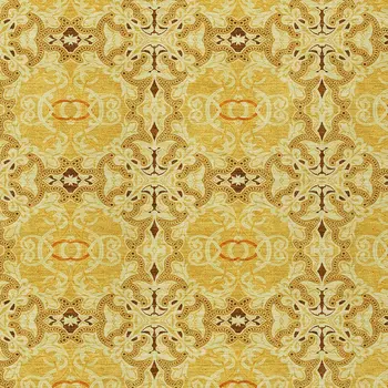 5' X 8' Orange Copper And Gold Medallion Washable Indoor Outdoor Area Rug