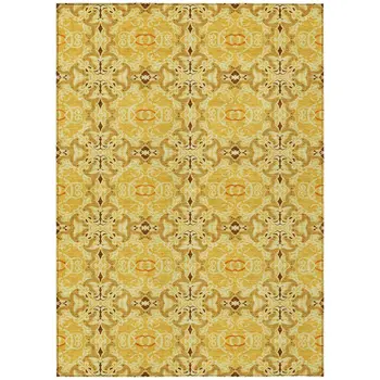 8' X 10' Orange Copper And Gold Medallion Washable Indoor Outdoor Area Rug