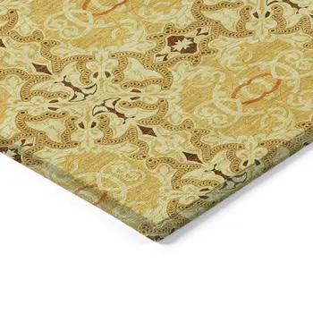 8' X 10' Orange Copper And Gold Medallion Washable Indoor Outdoor Area Rug