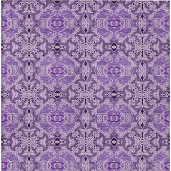 8' X 10' Purple And Lavender Medallion Washable Indoor Outdoor Area Rug