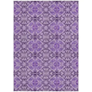 10' X 14' Purple And Lavender Medallion Washable Indoor Outdoor Area Rug