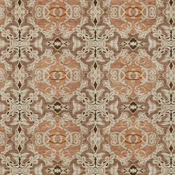 3' X 5' Terra Cotta Copper And Beige Medallion Washable Indoor Outdoor Area Rug