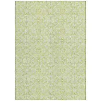 3' X 5' Artichoke Green And Green Medallion Washable Indoor Outdoor Area Rug