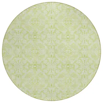 8' Artichoke Green And Green Round Medallion Washable Indoor Outdoor Area Rug