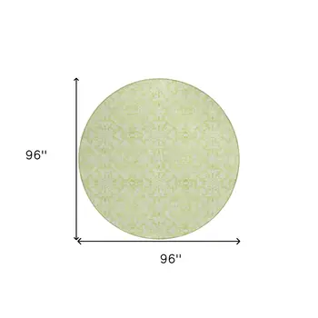 8' Artichoke Green And Green Round Medallion Washable Indoor Outdoor Area Rug