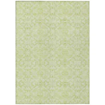 9' X 12' Artichoke Green And Green Medallion Washable Indoor Outdoor Area Rug