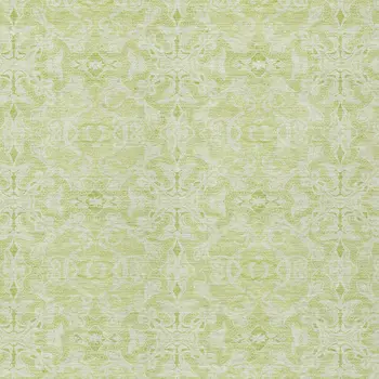 9' X 12' Artichoke Green And Green Medallion Washable Indoor Outdoor Area Rug