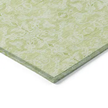 9' X 12' Artichoke Green And Green Medallion Washable Indoor Outdoor Area Rug