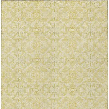 3' X 5' Gold And Ivory Medallion Washable Indoor Outdoor Area Rug