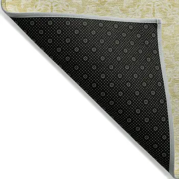 3' X 5' Gold And Ivory Medallion Washable Indoor Outdoor Area Rug