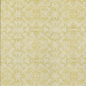 3' X 5' Gold And Ivory Medallion Washable Indoor Outdoor Area Rug