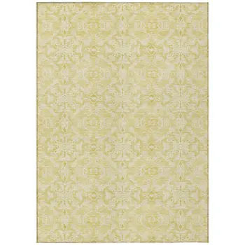 5' X 8' Gold And Ivory Medallion Washable Indoor Outdoor Area Rug