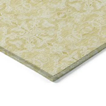 5' X 8' Gold And Ivory Medallion Washable Indoor Outdoor Area Rug