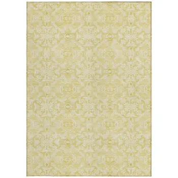 8' X 10' Gold And Ivory Medallion Washable Indoor Outdoor Area Rug