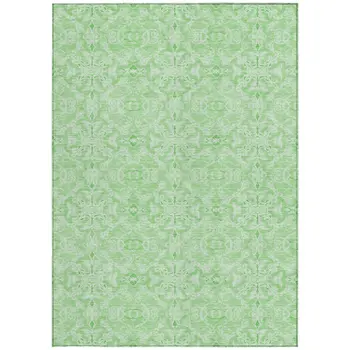 3' X 5' Lime Green And Green Medallion Washable Indoor Outdoor Area Rug