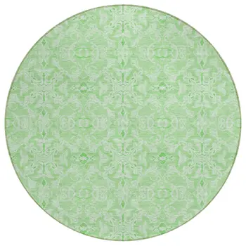 8' Lime Green And Green Round Medallion Washable Indoor Outdoor Area Rug