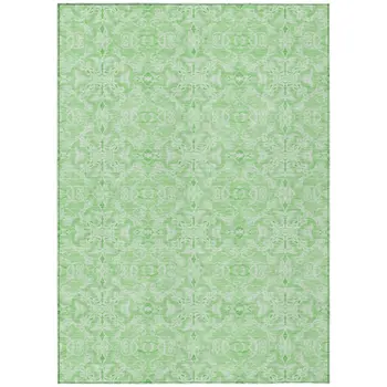 9' X 12' Lime Green And Green Medallion Washable Indoor Outdoor Area Rug
