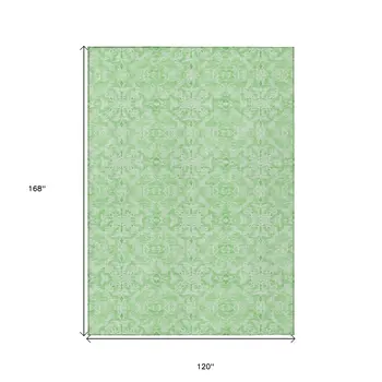 10' X 14' Lime Green And Green Medallion Washable Indoor Outdoor Area Rug