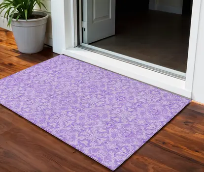 3' X 5' Lavender Medallion Washable Indoor Outdoor Area Rug