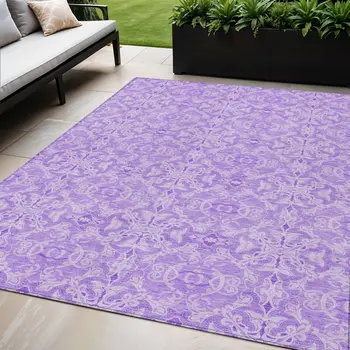 5' X 8' Lavender Medallion Washable Indoor Outdoor Area Rug