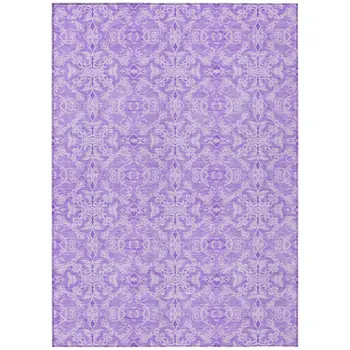 5' X 8' Lavender Medallion Washable Indoor Outdoor Area Rug