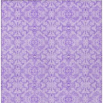 5' X 8' Lavender Medallion Washable Indoor Outdoor Area Rug