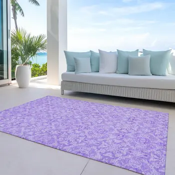 9' X 12' Lavender Medallion Washable Indoor Outdoor Area Rug