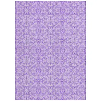9' X 12' Lavender Medallion Washable Indoor Outdoor Area Rug