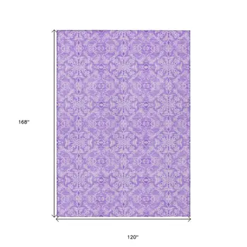 10' X 14' Lavender Medallion Washable Indoor Outdoor Area Rug