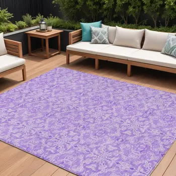 10' X 14' Lavender Medallion Washable Indoor Outdoor Area Rug