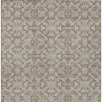 3' X 5' Brown Beige And Taupe Medallion Washable Indoor Outdoor Area Rug