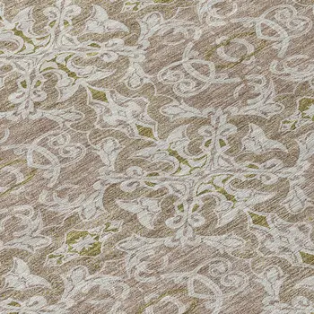 8' Brown Beige And Taupe Round Medallion Washable Indoor Outdoor Area Rug