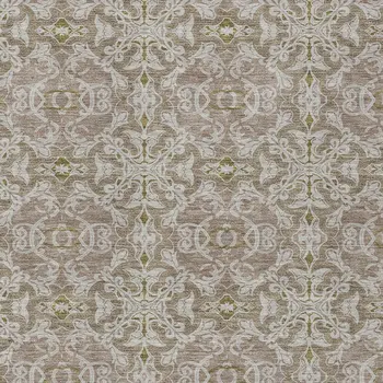 10' X 14' Brown Beige And Taupe Medallion Washable Indoor Outdoor Area Rug