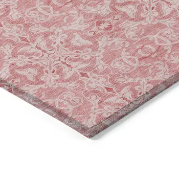 3' X 5' Pink And Blush Medallion Washable Indoor Outdoor Area Rug