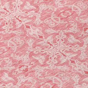 8' Pink And Blush Round Medallion Washable Indoor Outdoor Area Rug